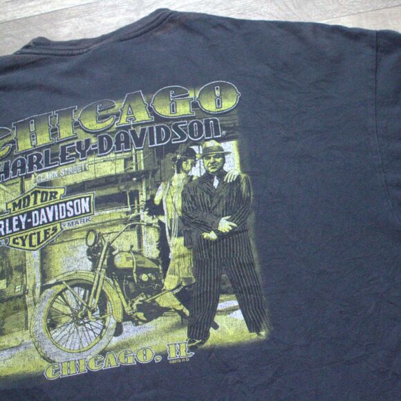 Harley Davidson Mens Shirt 3XL Al Capone Chicago IL Faded 2015 Biker Built - Picture 9 of 9